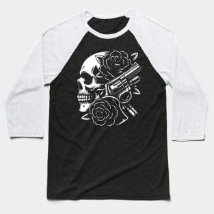 skull, roses and gun Baseball T-Shirt